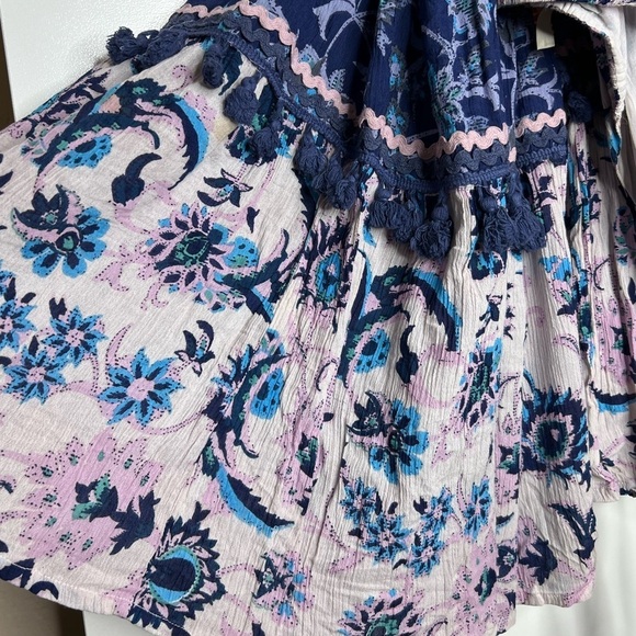 Raga Waiola Halter Maxi Dress Size small Floral Tiered Tassel Smocked V-Neck - Picture 4 of 9